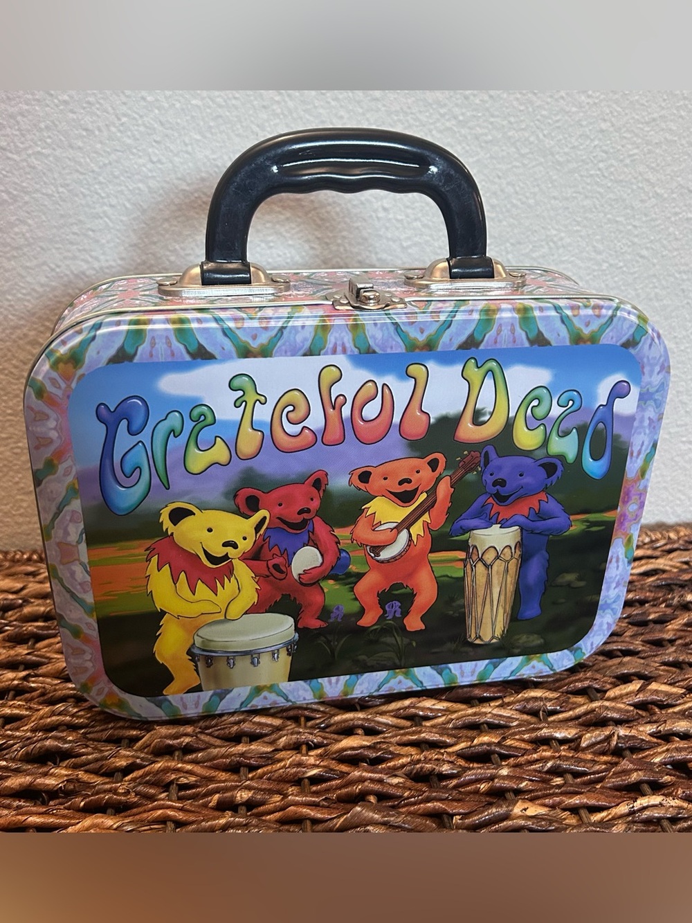 Vintage Grateful Dead Dancing Bears Metal Lunch Box Tin Case 1998 Near Mint